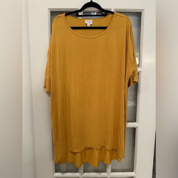 LuLaRoe Golden Yellow Mustard Irma High Low Relaxed Oversized Tunic Plus Size 2X - Picture 8 of 8